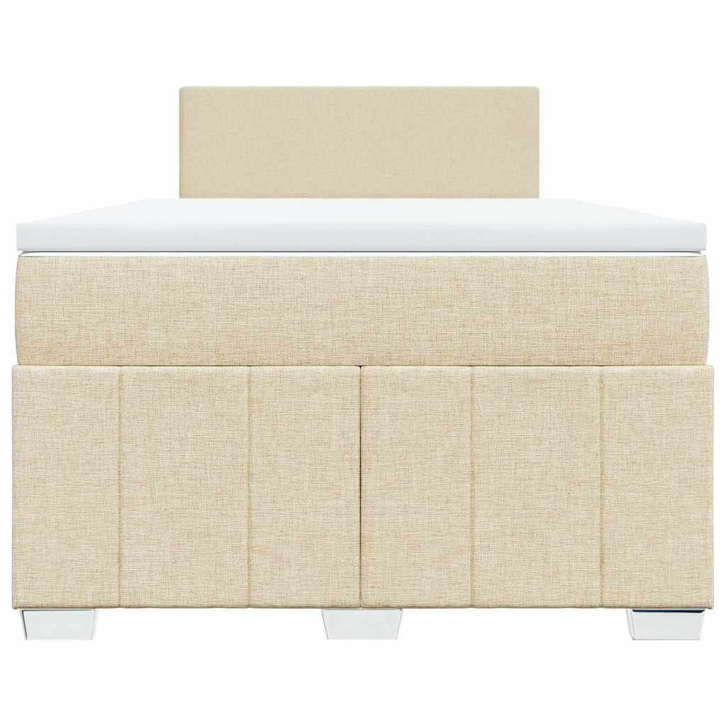 Box Spring Postel S Matrací Krémová 120X200 Cm Textil