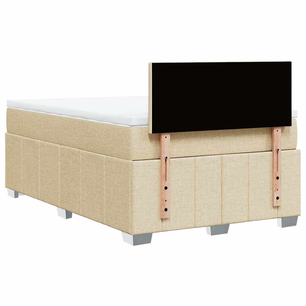 Box Spring Postel S Matrací Krémová 120X200 Cm Textil