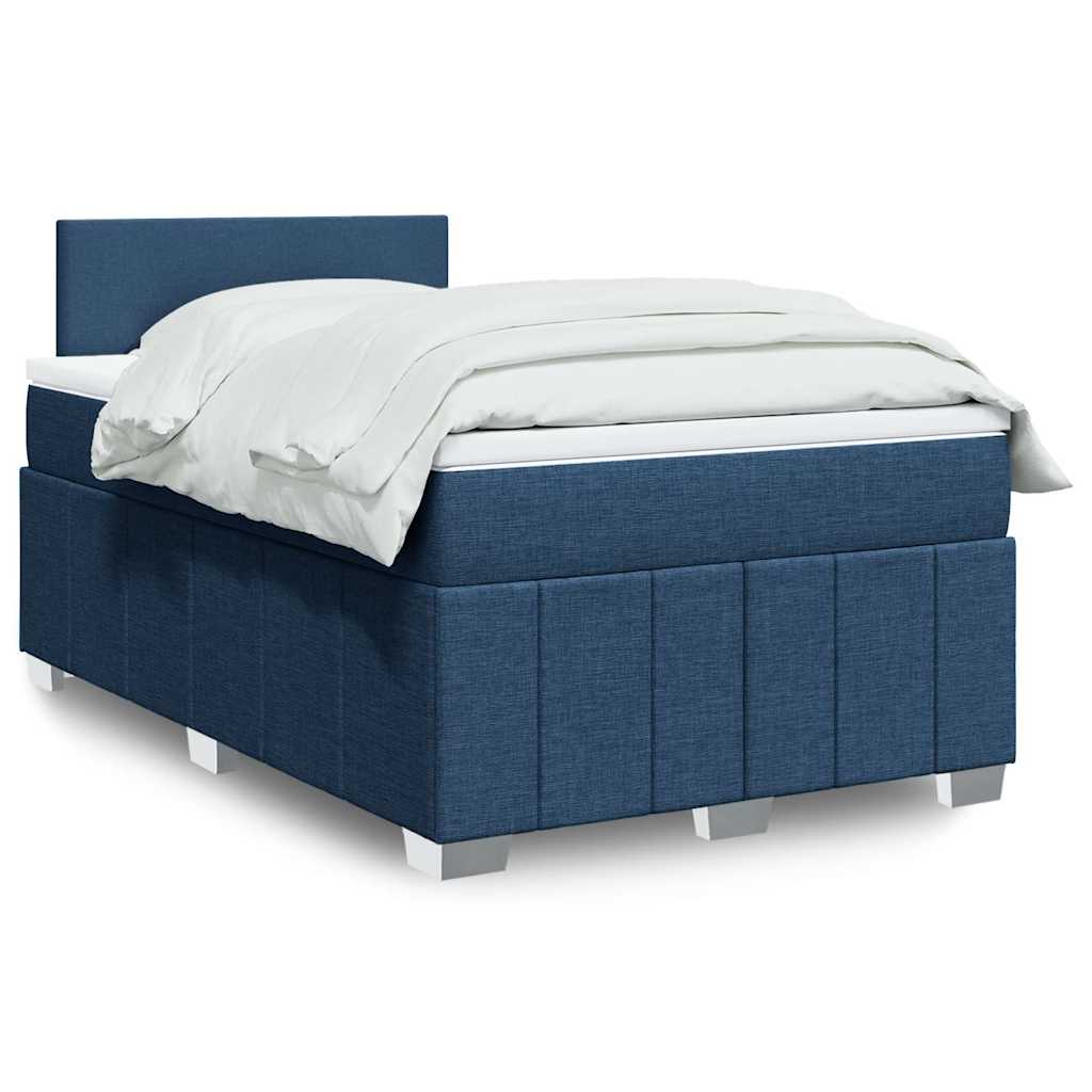Box Spring Postel S Matrací Černá Textil Modrá
