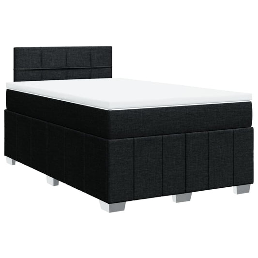Box Spring Postel S Matrací Černá Textil Černá