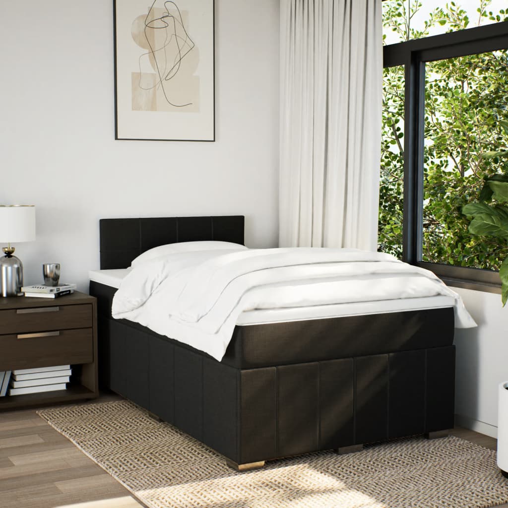 Box Spring Postel S Matrací Černá Textil Černá