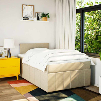 Box Spring Postel S Matrací Krémová 120X200 Cm Textil