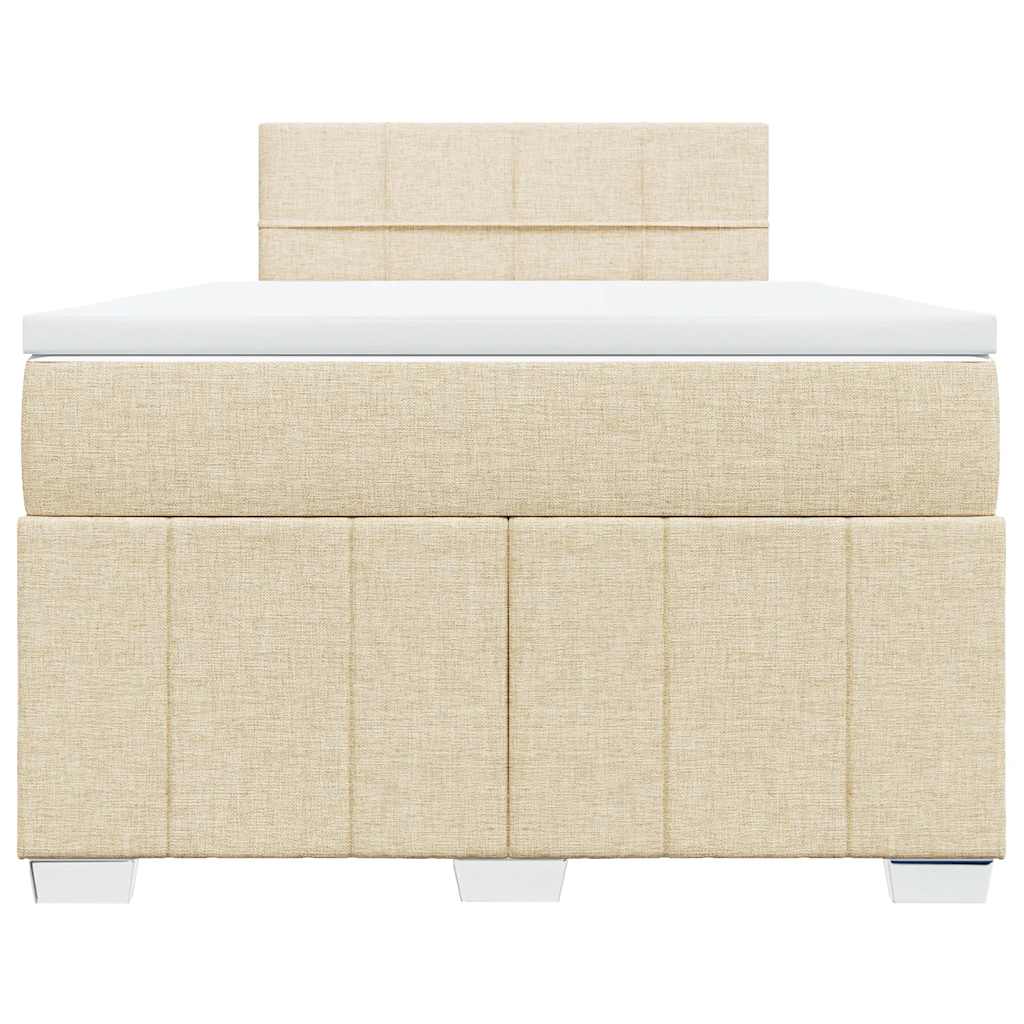 Box Spring Postel S Matrací Krémová 120X200 Cm Textil