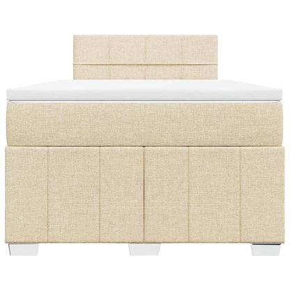Box Spring Postel S Matrací Krémová 120X200 Cm Textil
