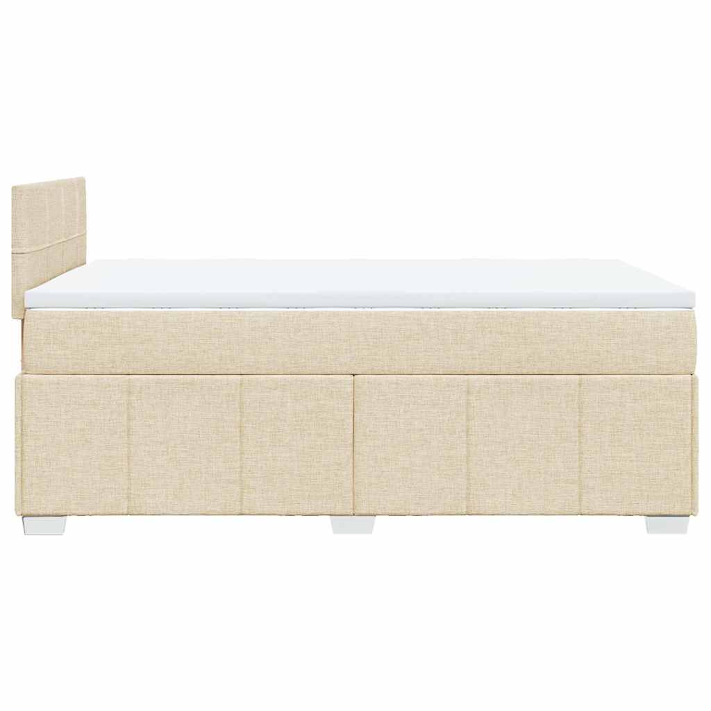 Box Spring Postel S Matrací Krémová 120X200 Cm Textil