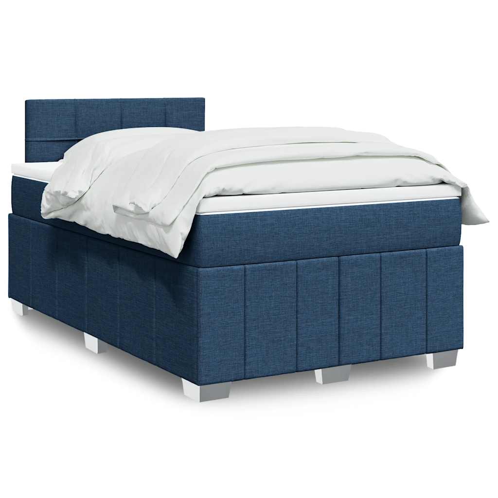 Box Spring Postel S Matrací Černá Textil Modrá