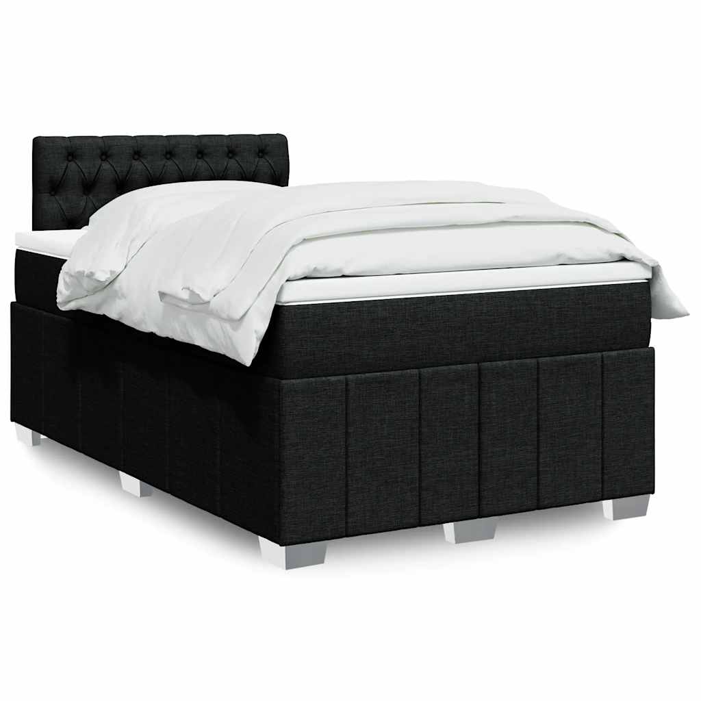 Box Spring Postel S Matrací Černá Textil Černá