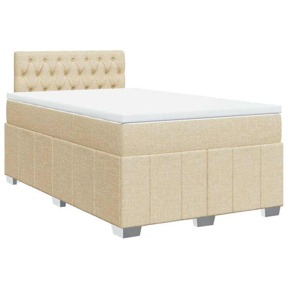Box Spring Postel S Matrací Krémová 120X200 Cm Textil