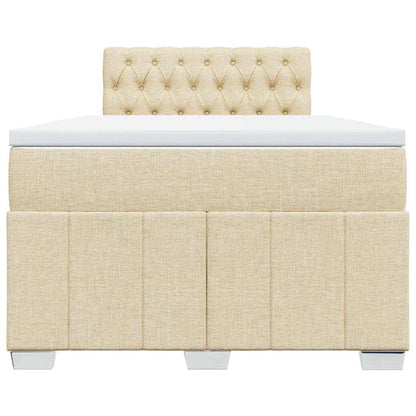 Box Spring Postel S Matrací Krémová 120X200 Cm Textil