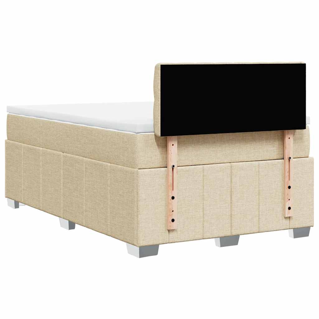 Box Spring Postel S Matrací Krémová 120X200 Cm Textil