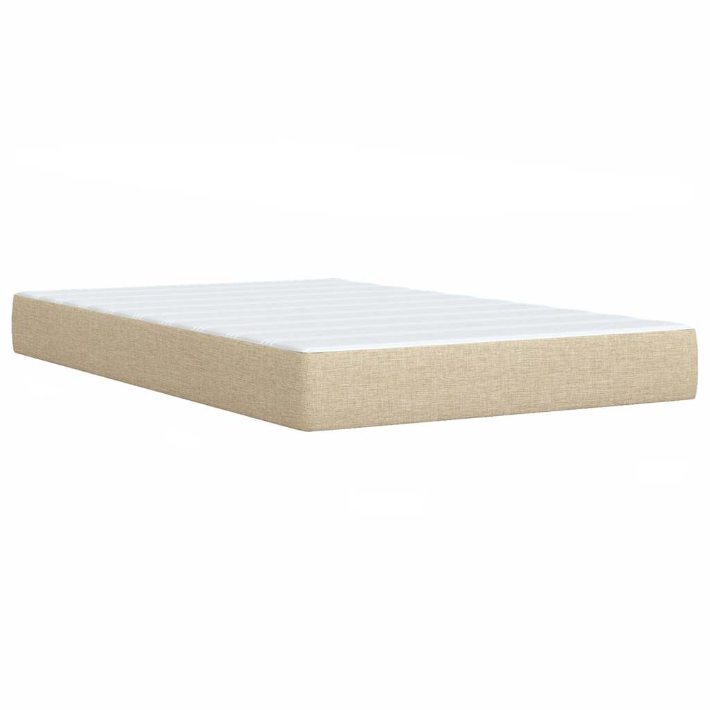 Box Spring Postel S Matrací Krémová 120X200 Cm Textil