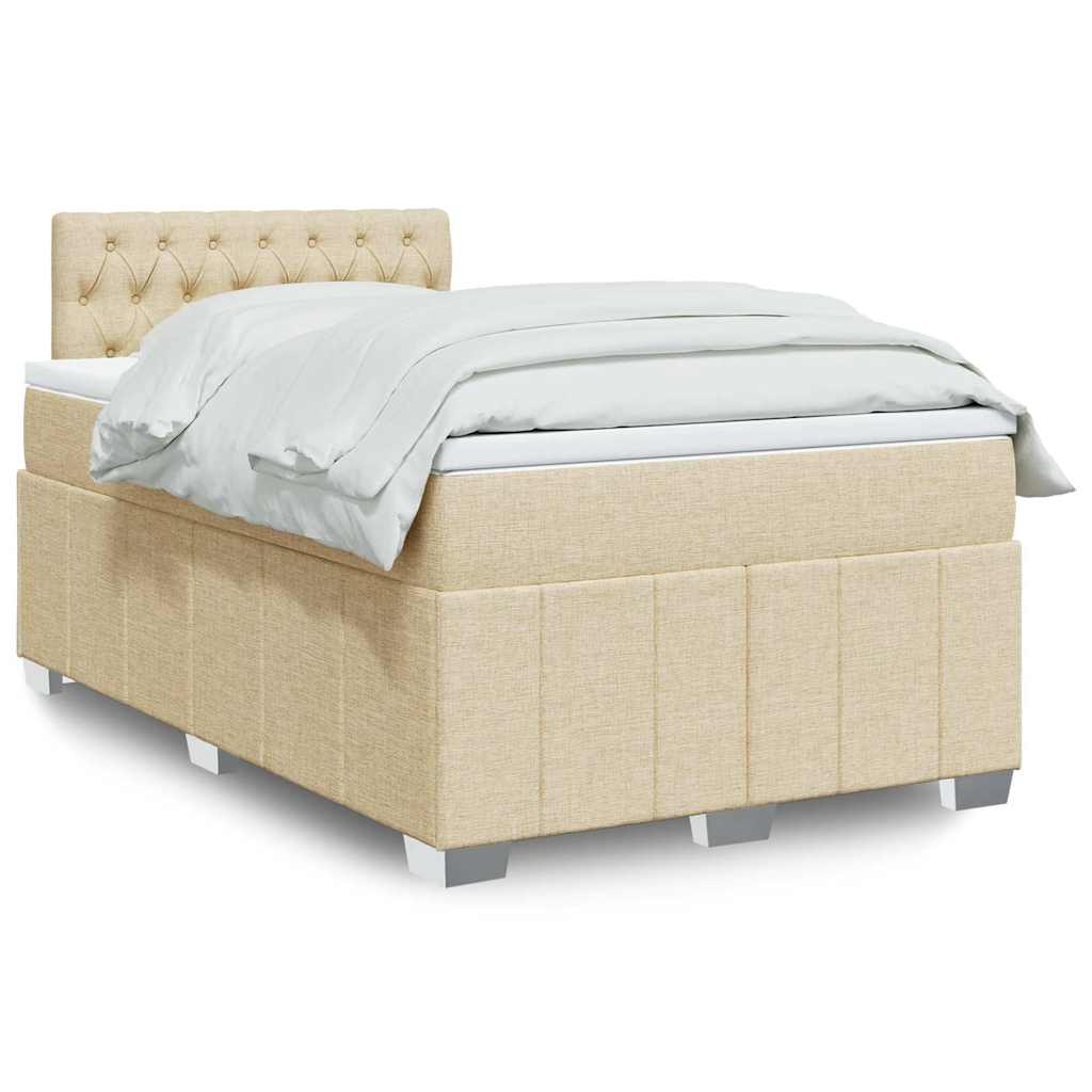 Box Spring Postel S Matrací Krémová 120X200 Cm Textil