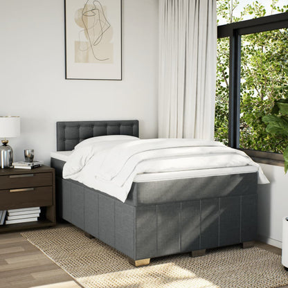 Box Spring Postel S Matrací Textil Tmavě Šedá