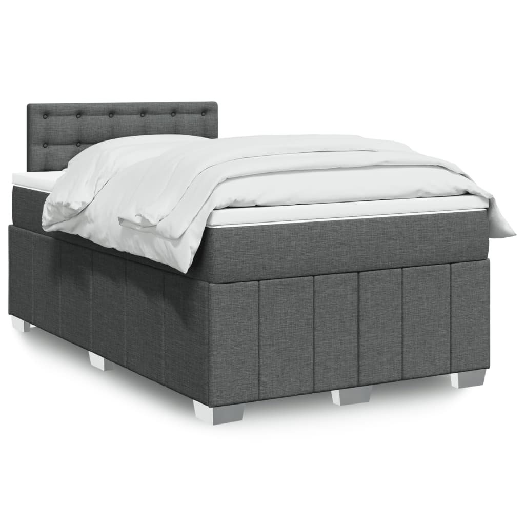 Box Spring Postel S Matrací Textil Tmavě Šedá