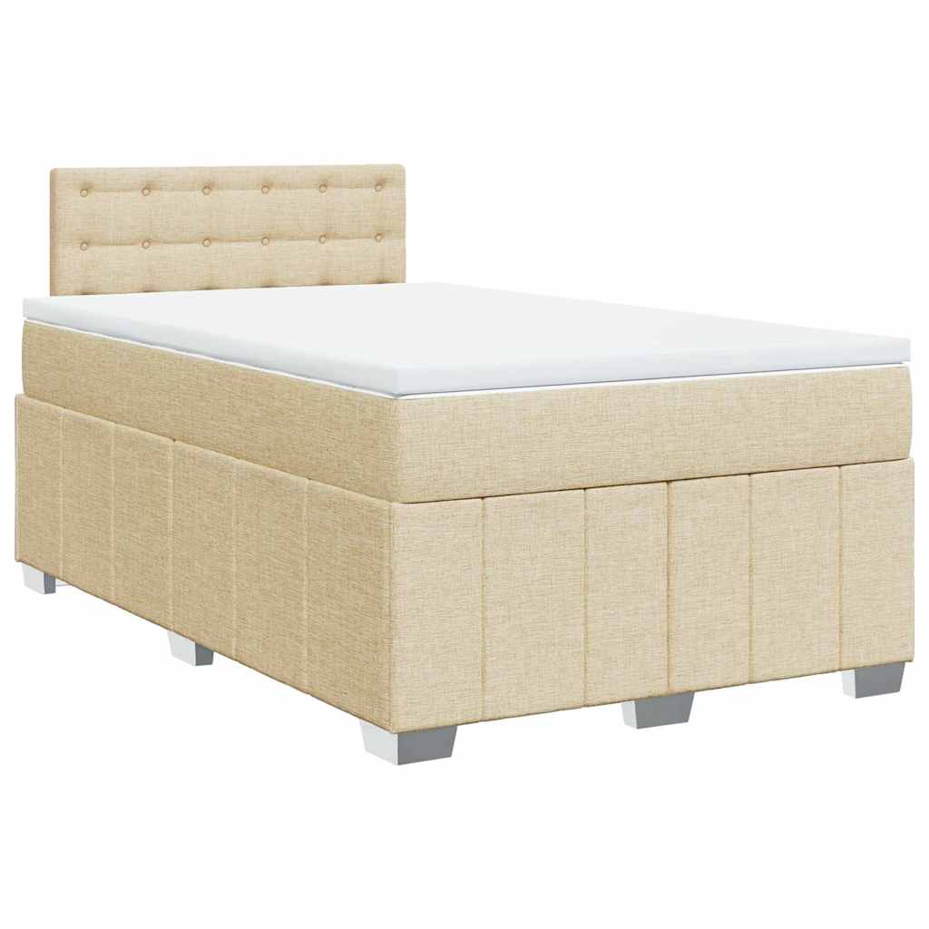Box Spring Postel S Matrací Krémová 120X200 Cm Textil