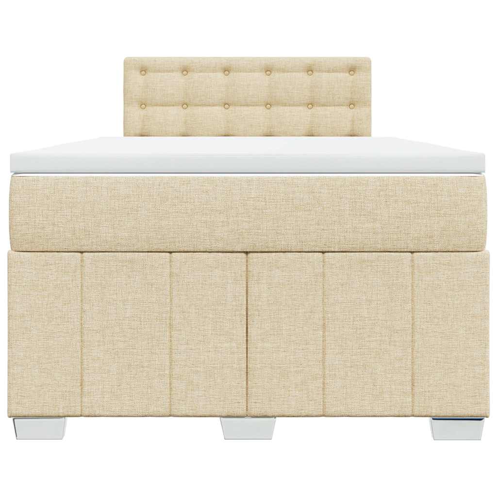 Box Spring Postel S Matrací Krémová 120X200 Cm Textil
