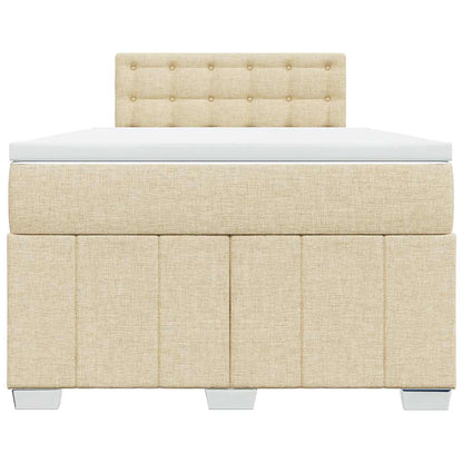 Box Spring Postel S Matrací Krémová 120X200 Cm Textil