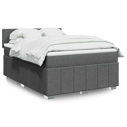 Box Spring Postel S Matrací Textil Tmavě Šedá