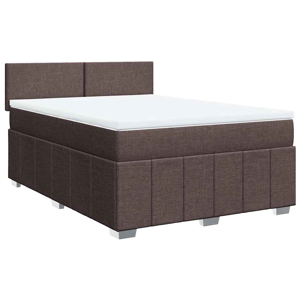 Box Spring Postel S Matrací Tmavě Hnědá 140X190 Cm Textil