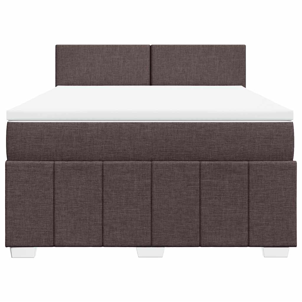 Box Spring Postel S Matrací Tmavě Hnědá 140X190 Cm Textil