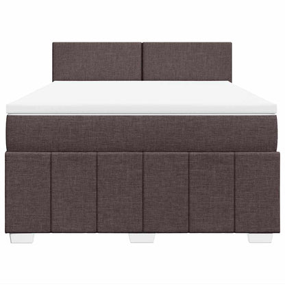 Box Spring Postel S Matrací Tmavě Hnědá 140X190 Cm Textil