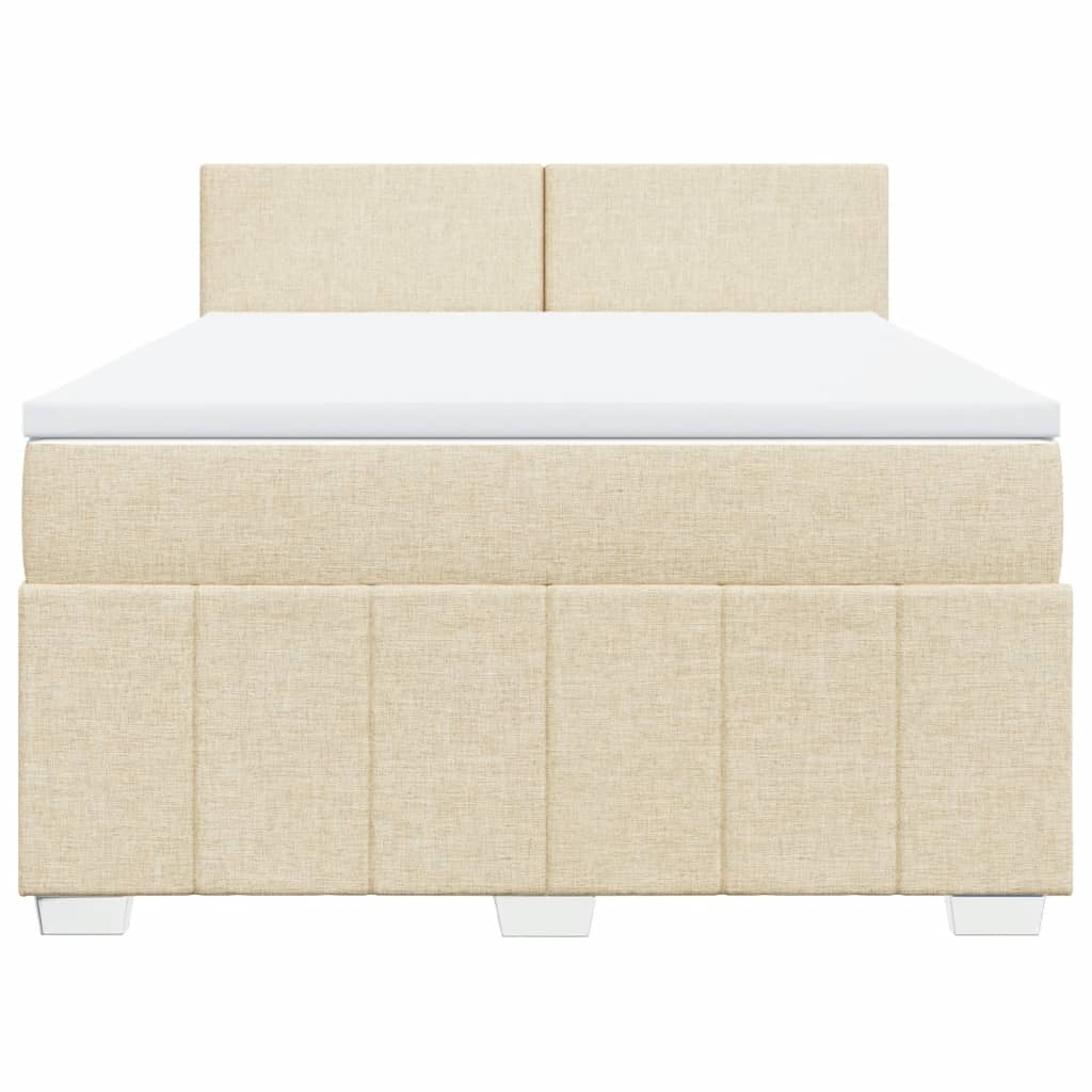 Box Spring Postel S Matrací Krémová 140X190 Cm Textil