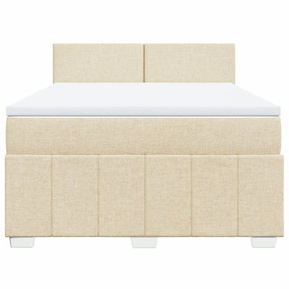 Box Spring Postel S Matrací Krémová 140X190 Cm Textil
