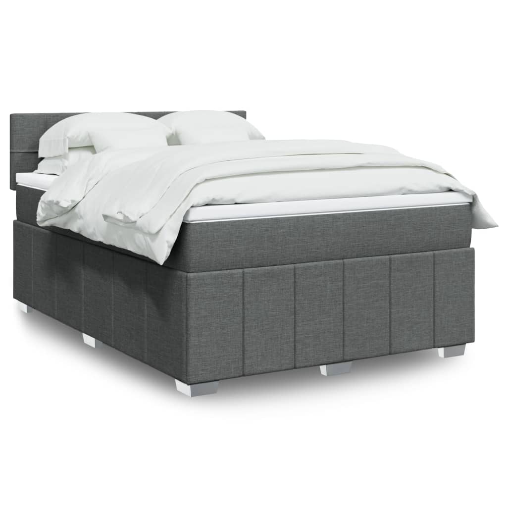 Box Spring Postel S Matrací Textil Tmavě Šedá
