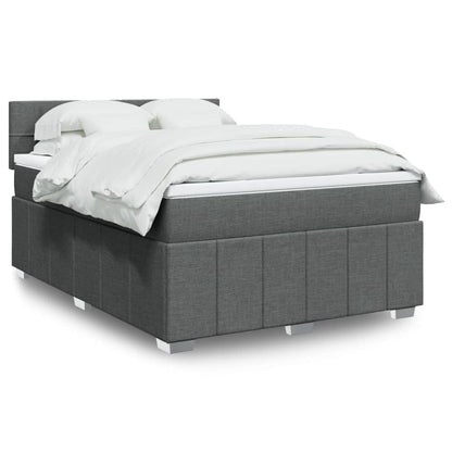 Box Spring Postel S Matrací Textil Tmavě Šedá