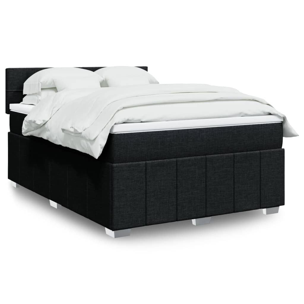 Box Spring Postel S Matrací Černá Textil Černá