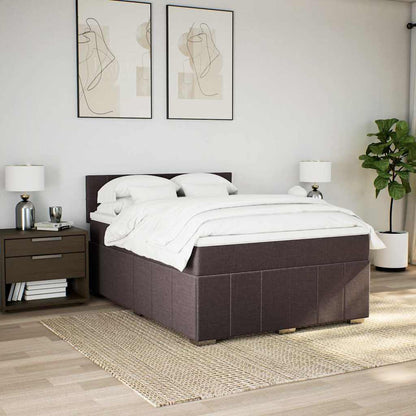 Box Spring Postel S Matrací Tmavě Hnědá 140X190 Cm Textil