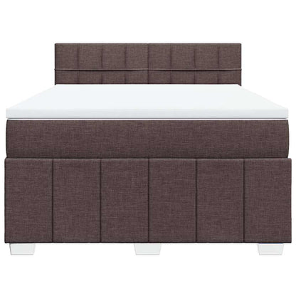 Box Spring Postel S Matrací Tmavě Hnědá 140X190 Cm Textil
