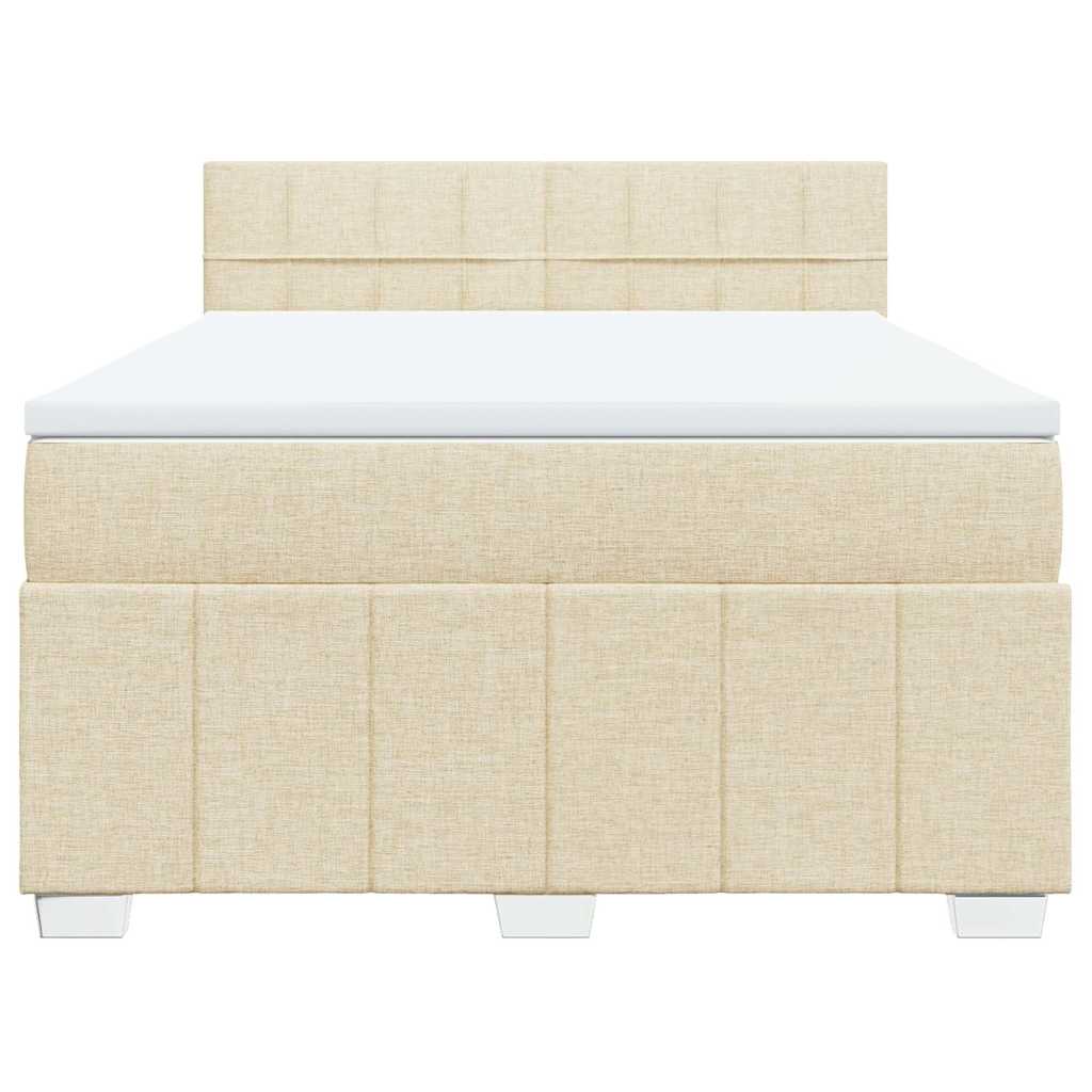 Box Spring Postel S Matrací Krémová 140X190 Cm Textil