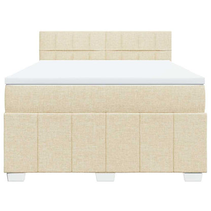 Box Spring Postel S Matrací Krémová 140X190 Cm Textil