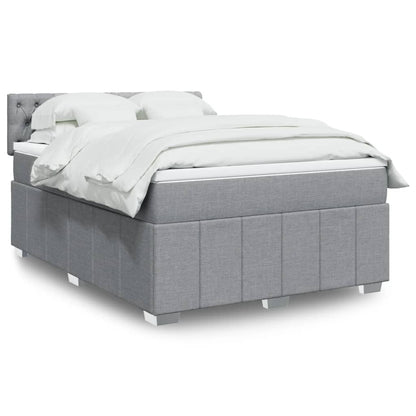 Box Spring Postel S Matrací Textil Světle Šedá