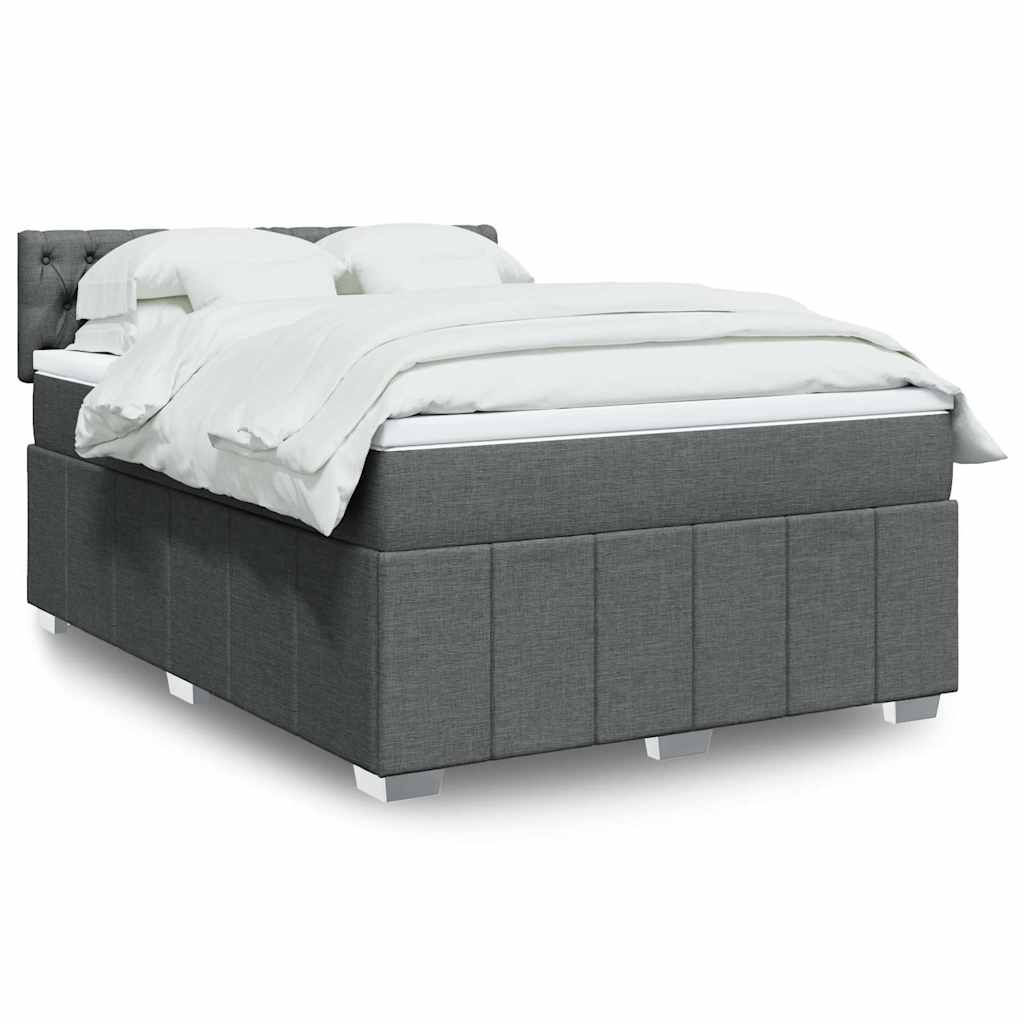 Box Spring Postel S Matrací Textil Tmavě Šedá