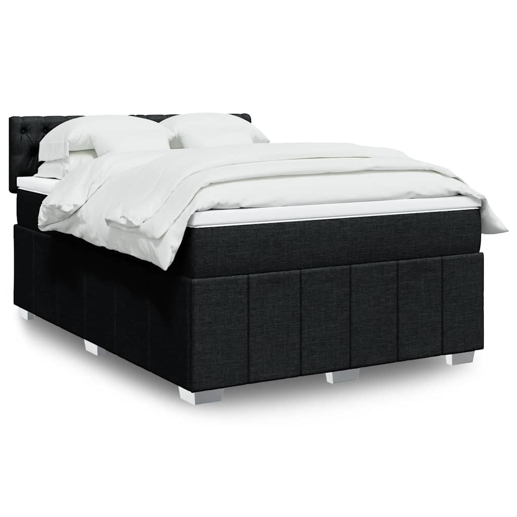 Box Spring Postel S Matrací Černá Textil Černá