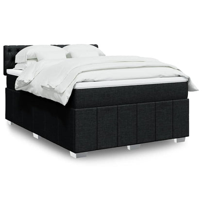 Box Spring Postel S Matrací Černá Textil Černá