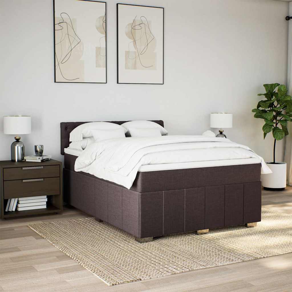 Box Spring Postel S Matrací Tmavě Hnědá 140X190 Cm Textil