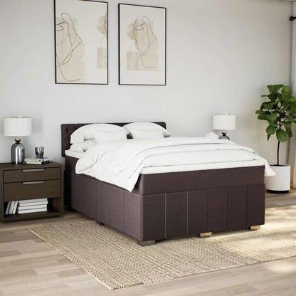 Box Spring Postel S Matrací Tmavě Hnědá 140X190 Cm Textil
