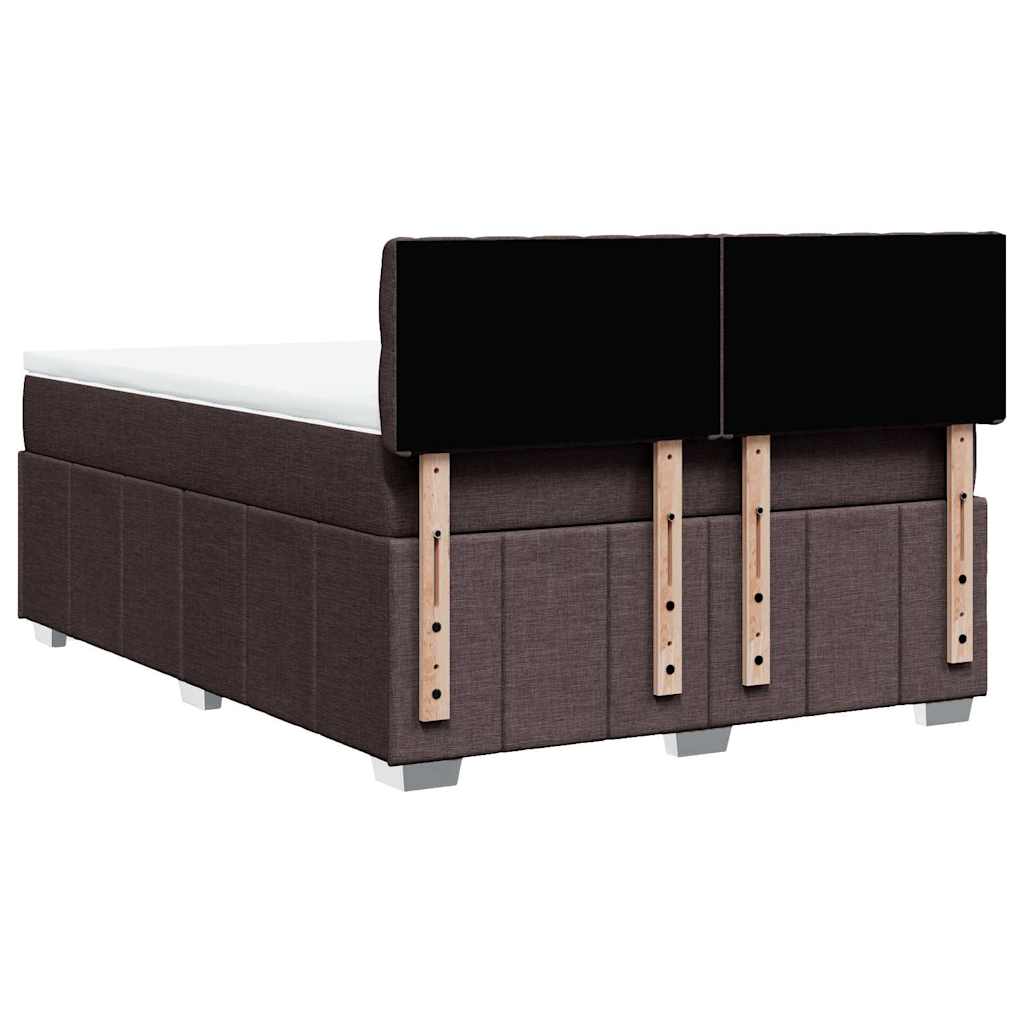 Box Spring Postel S Matrací Tmavě Hnědá 140X190 Cm Textil