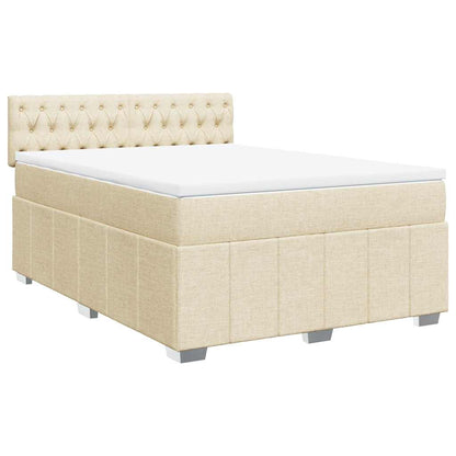 Box Spring Postel S Matrací Krémová 140X190 Cm Textil