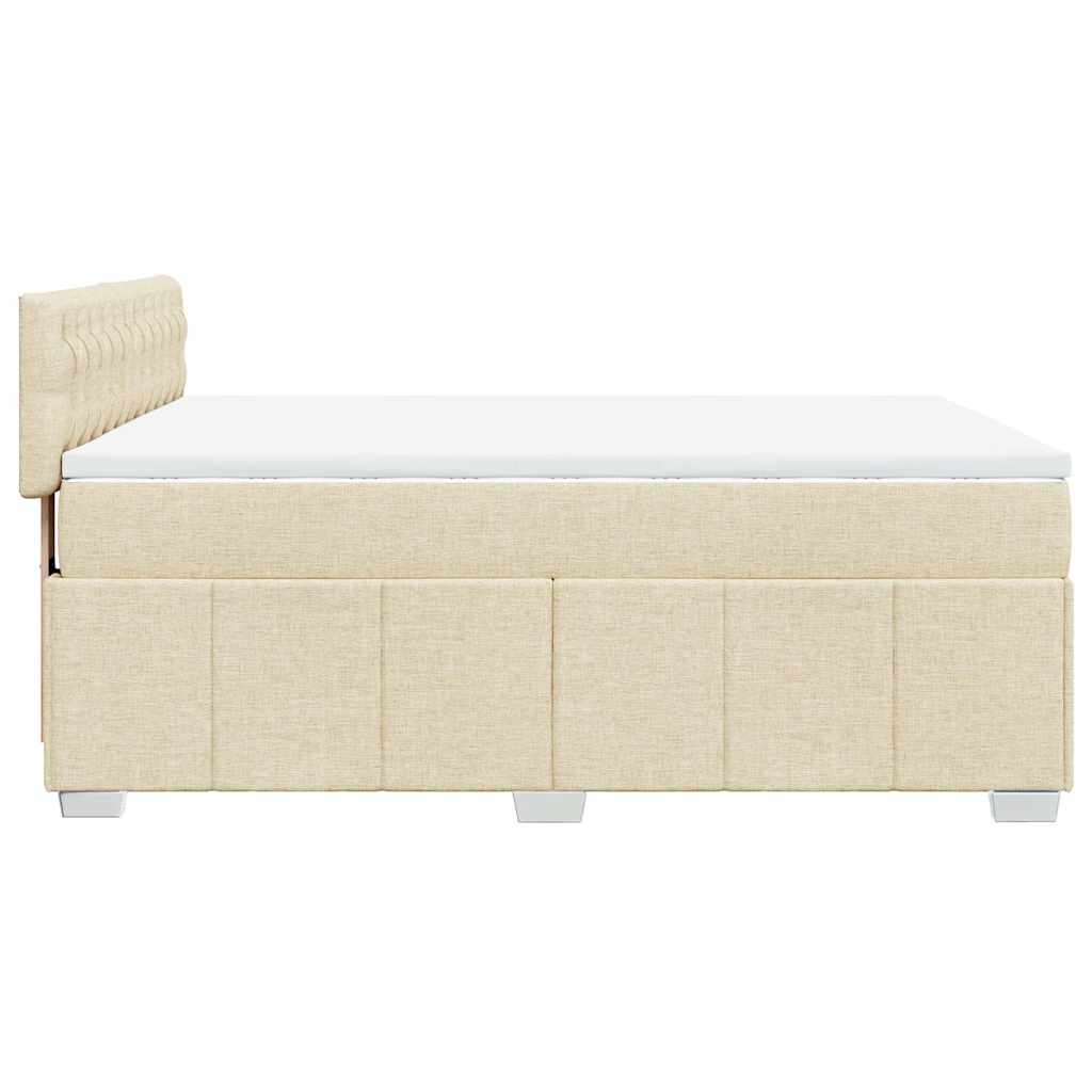 Box Spring Postel S Matrací Krémová 140X190 Cm Textil