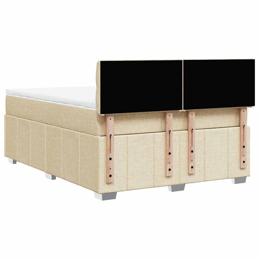 Box Spring Postel S Matrací Krémová 140X190 Cm Textil