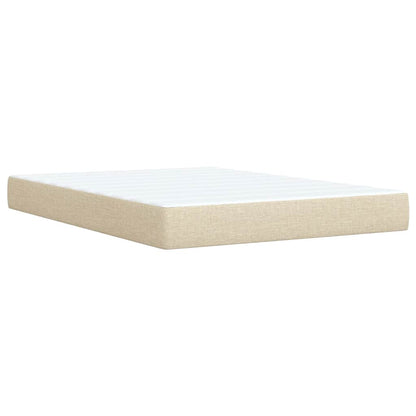 Box Spring Postel S Matrací Krémová 140X190 Cm Textil