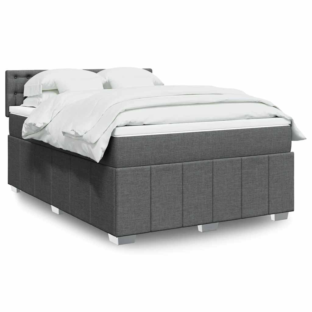 Box Spring Postel S Matrací Textil Tmavě Šedá