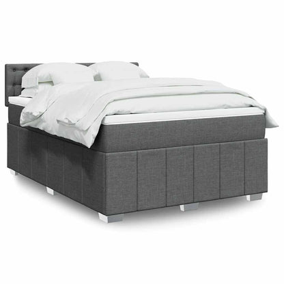 Box Spring Postel S Matrací Textil Tmavě Šedá