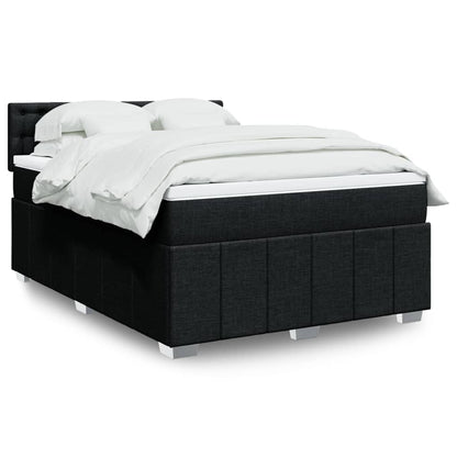 Box Spring Postel S Matrací Černá Textil Černá