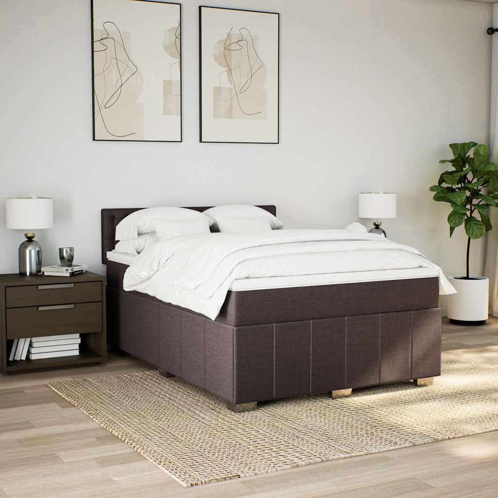 Box Spring Postel S Matrací Tmavě Hnědá 140X190 Cm Textil
