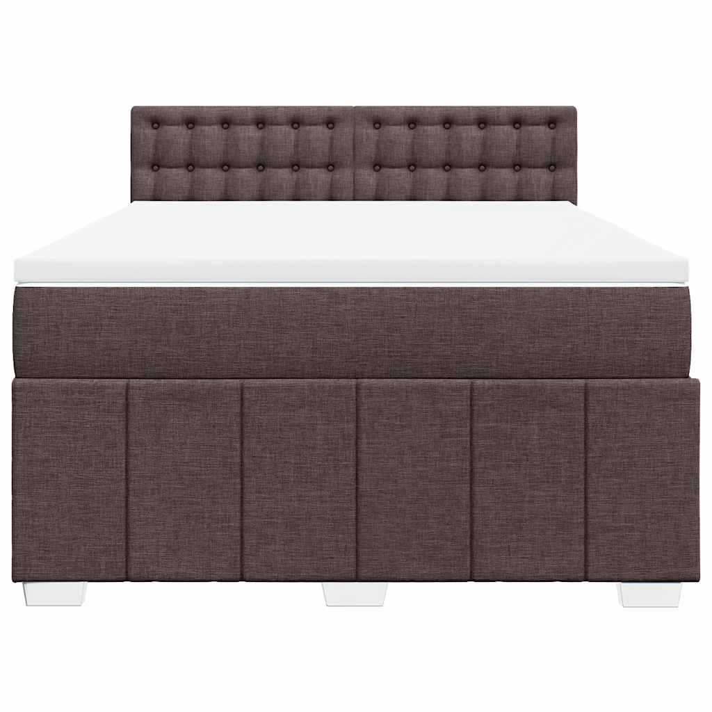 Box Spring Postel S Matrací Tmavě Hnědá 140X190 Cm Textil